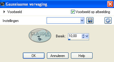 Instellingen Gaussiaanse vervaging