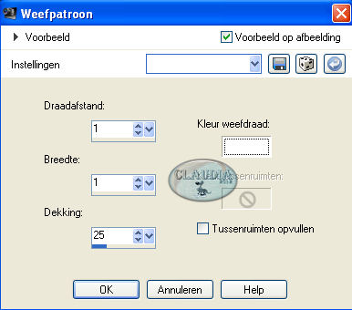 Instellingen Textuureffect - Weefpatroon