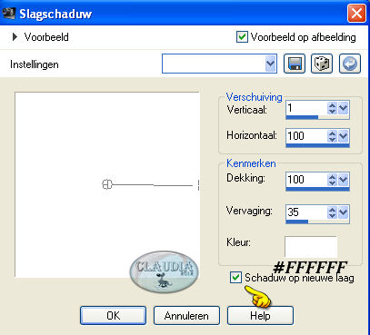 Instellingen D Effect - Slagschaduw