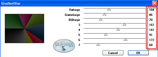 Instellingen filter Tronds Patterns - GradienstStar