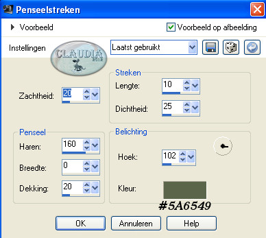 Instellingen Kunstzinnig effect - Penseelstreken