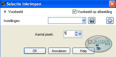 Instelling inkrimpen van selectie