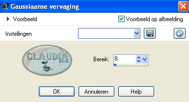 Instelling Gaussiaanse vervaging 