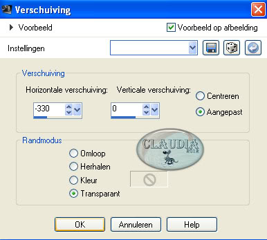 Instellingen fbeeldingseffect - Verschuiving