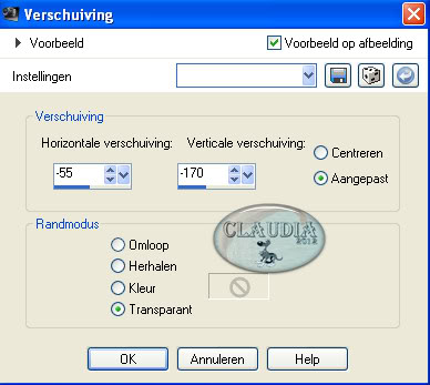 Instellingen Afbeeldingseffect - Verschuiving 