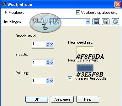 Instellingen Textuureffect - Weefpatroon