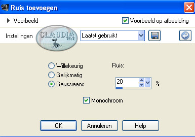 Instellingen toevoegen van Ruis (= grofkorreligheid)