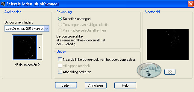 Selecties laden uit alfakanaal