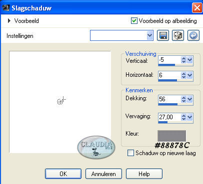 Instellingen 3D Effect - Slagschaduw