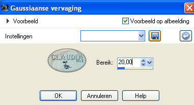 Instelling Gaussiaanse vervaging
