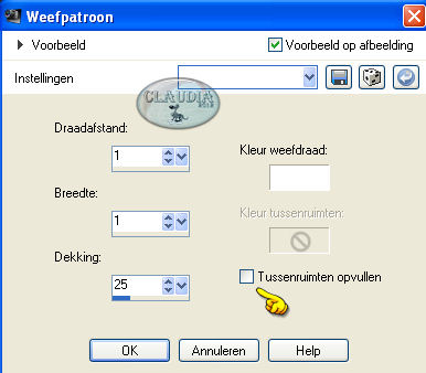 Instellingen Textuureffect - Weefpatroon