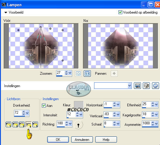 Instellingen Belichtingseffect - Lampen : Hogere versies