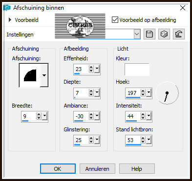 Effecten - 3D-Effecten - Afschuining binnen