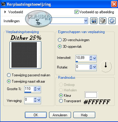 Effecten - Vervormingseffecten - Verplaatsingstoewijzing