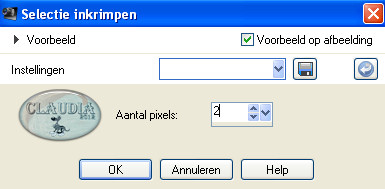 Instelling Inkrimpen van selectie