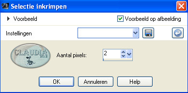 Instelling Inkrimpen van selectie