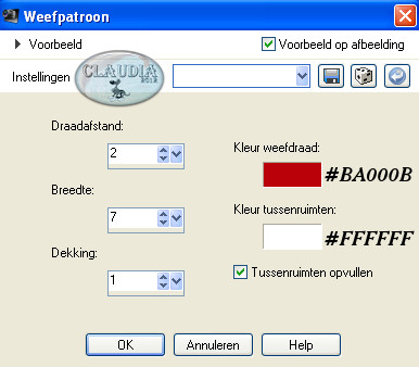 Instellingen Textuureffect - Weefpatroon