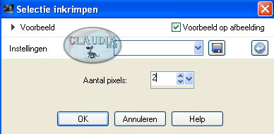 Instelling inkrimpen van selectie