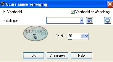 Instellingen gaussiaanse vervaging