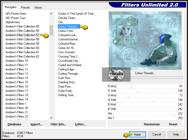 Effecten - Insteekfilters - <I.C.NET Software> - Filters Unlimited 2.0 - Andrew's Filter Collection 57 - Colour Threads
