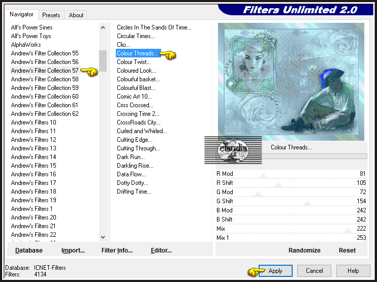 Effecten - Insteekfilters - <I.C.NET Software> - Filters Unlimited 2.0 - Andrew's Filter Collection 57 - Colour Threads 