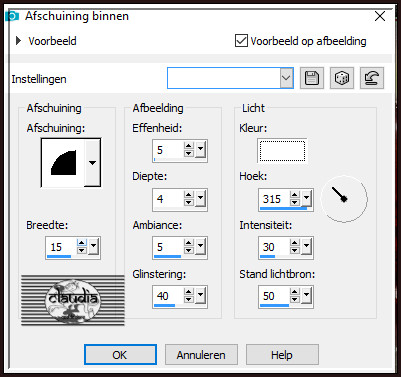 Effecten - 3D-Effecten - Afschuining binnen