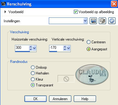 Instellingen Afbeeldingseffect - Verschuiving