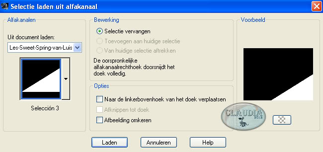 Selecties - Selectie laden/opslaan - Selectie laden uit alfakanaal : Selección 3