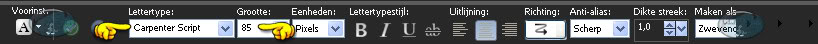 Instellingen voor het font Carpenter Script