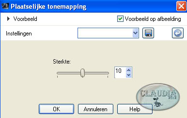 Instelling Verhelderen of Plaatselijke tonemapping