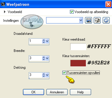 Instellingen Textuureffect - Weefpatroon