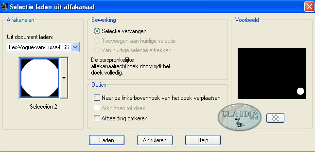 Selecties - Selectie laden/opslaan - Selectie laden uit alfakanaal : Sélection #2