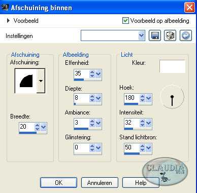 Effecten - 3D Effecten - Afschuining binnen 