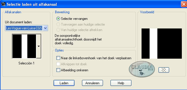 Selecties - Selectie laden/opslaan - Selectie laden uit alfakanaal : Sélection #1