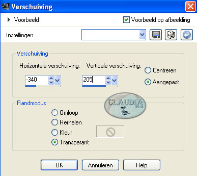 Instellingen Afbeeldingseffect - Verschuiving