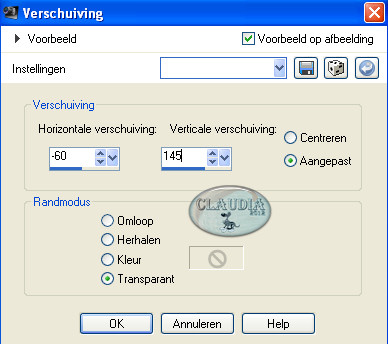 Instellingen Afbeeldingseffect - Verschuiving