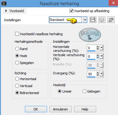 Instellingen Afbeeldingseffect - Naadloze herhaling