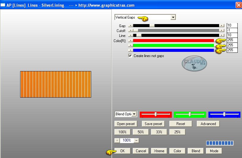 Instellingen filter AP [Lines] - Lines - SilverLining