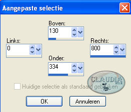 Instellingen Selectiegereedschap - Aangepaste selectie