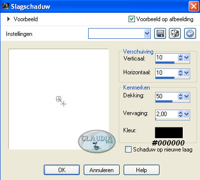 Instellingen 3D Effecten - Slagschaduw