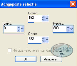 Instellingen Selectiegereedschap - Aangepaste selectie