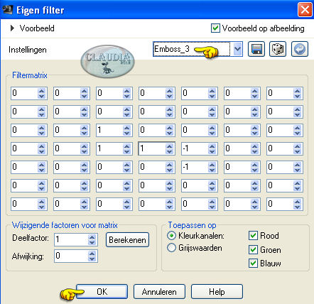 Instellingen Eigen filter - Emboss_3