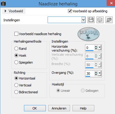 Instellingen Afbeeldingseffect - Naadloze herhaling