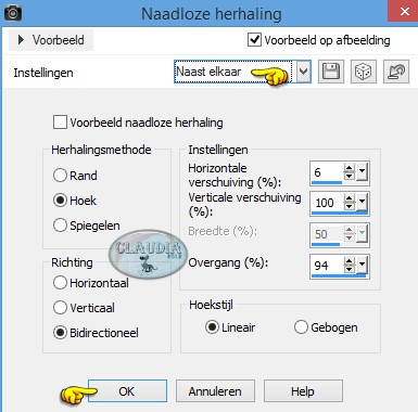 Instellingen Afbeeldingseffecten - Naadloze herhaling