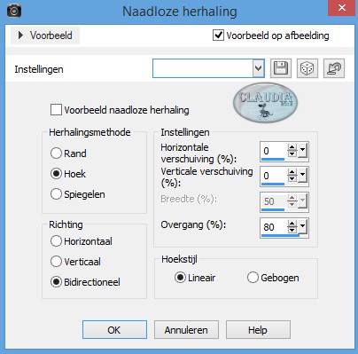 Instellingen Afbeeldingseffect - Naadloze herhaling 