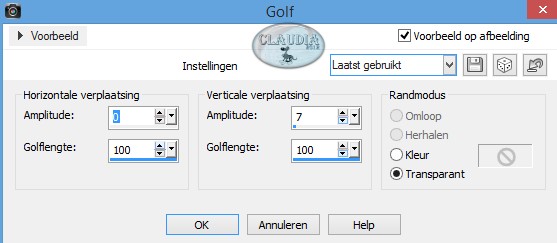 Instellingen Vervormingseffect - Golf 