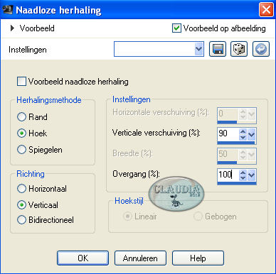 Instellingen Afbeeldingseffect - Naadloze herhaling