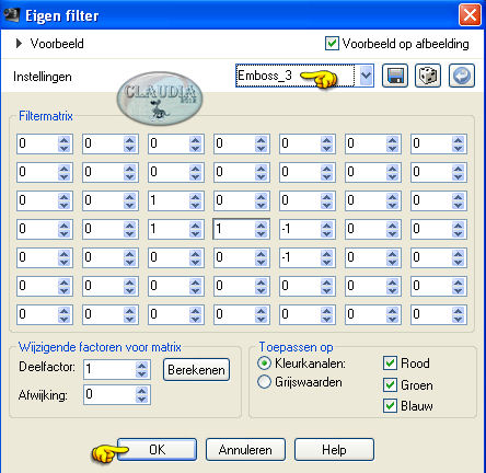 Instellingen Eigen filter - Emboss_3