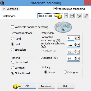 Instellingen Afbeeldingseffect - Naadloze herhaling