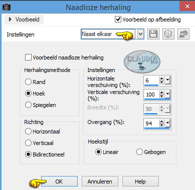 Instellingen Afbeeldingseffect - Naadloze herhaling